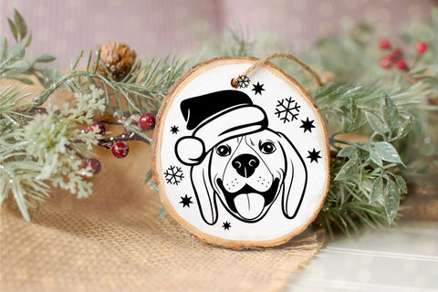 Dog Christmas Ornament SVG Dog Face Round Ornament SVG OrangeBrushStudio 