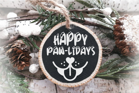 Dog Christmas Ornament SVG Funny Happy Holidays Quote SVG OrangeBrushStudio 