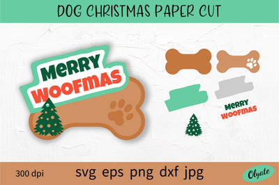 Dog Christmas Paper Cut. Dog Christmas SVG. Merry Woofmas SVG Olga Terlyanskaya 