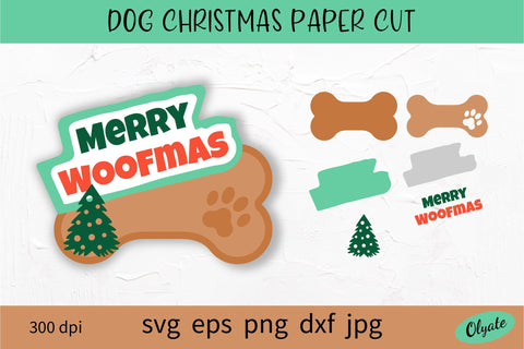 Dog Christmas Paper Cut. Dog Christmas SVG. Merry Woofmas SVG Olga Terlyanskaya 