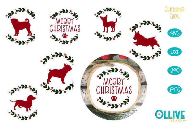 Dog Christmas Round Ornament Bundle SVG SVG Ollive Studio 