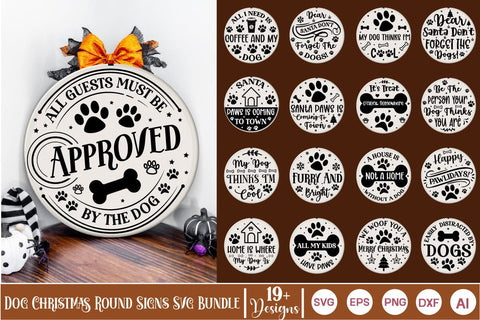 Dog Christmas Round Signs SVG Bundle Porch Sign SVG SVGs,Quotes and Sayings,Food & Drink,On Sale, Print & Cut SVG DesignPlante 503 