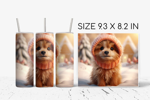 Dog Christmas Tumbler Sublimation Design 20oz Skinny Tumbler Sublimation OrangeBrushStudio 