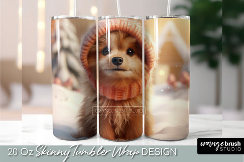 Dog Christmas Tumbler Sublimation Design 20oz Skinny Tumbler Sublimation OrangeBrushStudio 