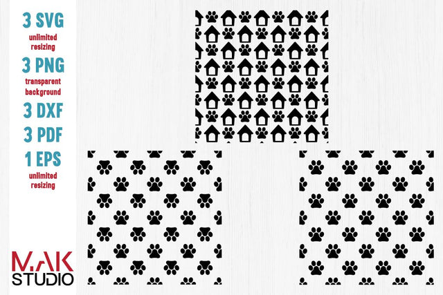 Dog digital paper svg, Dog digital paper svg bundle, Dog paw digital paper svg, Dog paw print, Dog paw seamless pattern svg SVG MAKStudion 
