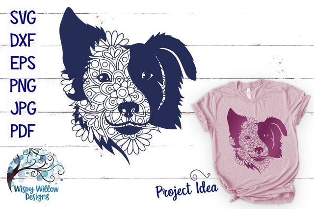Dog Face Mandala Zentangle SVG SVG Wispy Willow Designs 