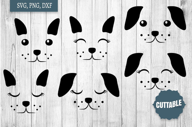 Dog Face SVG, Cute Doggo Cut Files, Cute dog faces set SVG Cuttable 