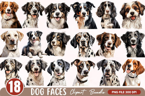 Dog Faces Big clipart Bundle Sublimation Regulrcrative 