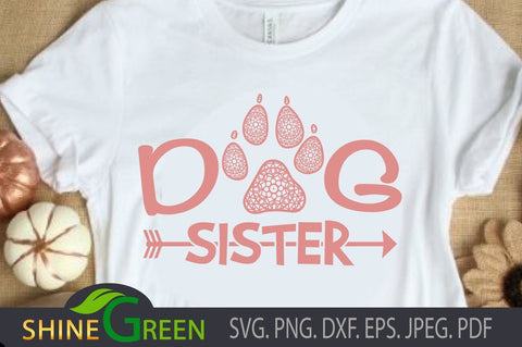 Dog Family Bundle SVG - Home, Dad, Mom, Brother, Sister - Paws Mandala SVG Shine Green Art 