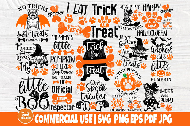 Dog Halloween Bandana SVG Bundle - Pumpkin Paw Print - Cut Files - 20 Funny Designs SVG TonisArtStudio 