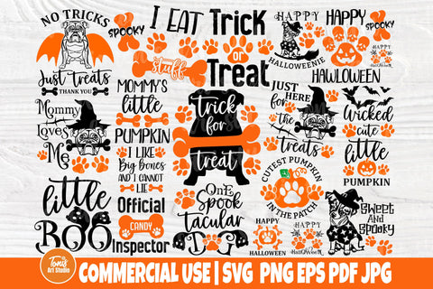 Dog Halloween Bandana SVG Bundle - Pumpkin Paw Print - Cut Files - 20 Funny Designs SVG TonisArtStudio 