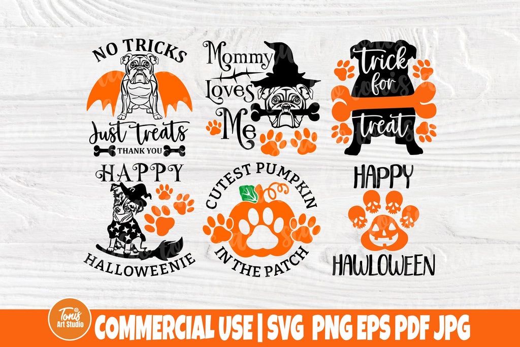 Dog Halloween Bandana SVG Bundle - Pumpkin Paw Print - Cut Files - 20 ...