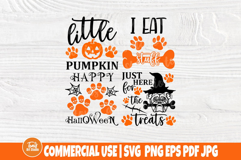 Dog Halloween Bandana SVG Bundle - Pumpkin Paw Print - Cut Files - 20 ...