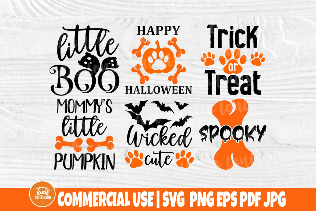 Dog Halloween Bandana SVG Bundle Pumpkin Paw Print Cut Files 20