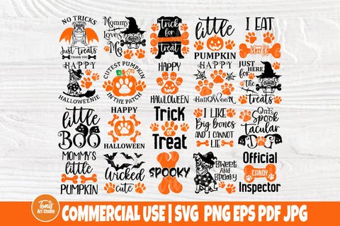 Dog Halloween Bandana SVG Bundle - Pumpkin Paw Print - Cut Files - 20 Funny Designs SVG TonisArtStudio 