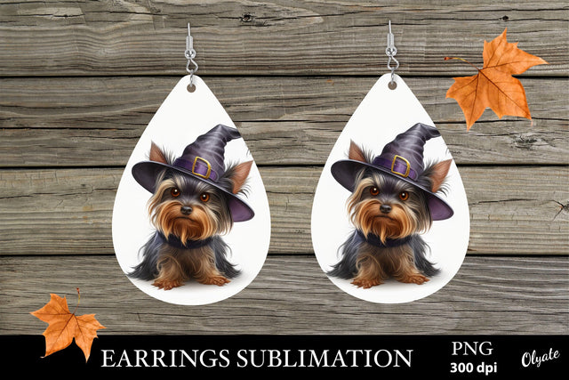 Dog Halloween Earrings. Yorkshire Terrier Sublimation Sublimation Olga Terlyanskaya 