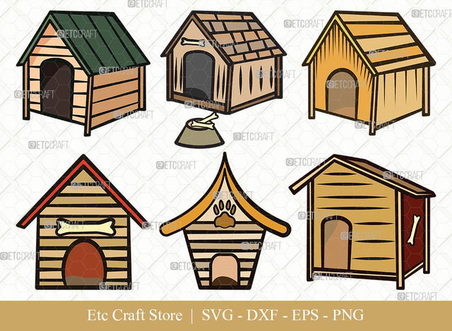 Dog House Clipart SVG Cut File | Dog Svg | Dog Paw Svg | Dog Bone Svg | Bundle | Eps | Dxf | Png SVG ETC Craft 
