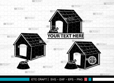 Dog House Monogram SVG Cut File | Dog Svg | Dog Paw Svg | Dog Bone Svg | Dog Home Clipart SVG ETC Craft 