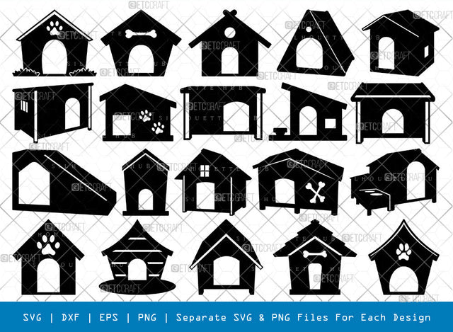 Dog House SVG, Dog Home Silhouette, Dog Svg, House Svg, Animal House Svg, Pet Home Svg, Dog Bone Svg, Dog House Bundle SVG ETC Craft 