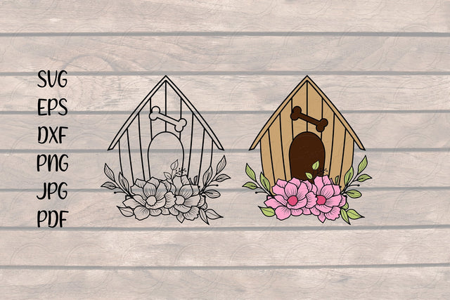 Dog House SVG, Floral Dog house svg SVG SmmrDesign 