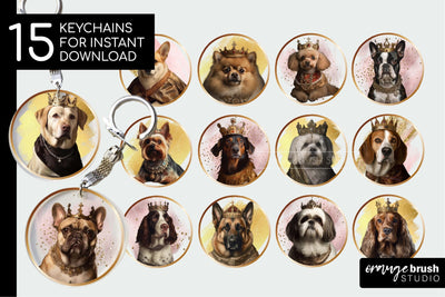 Dog Keychain Sublimation Bundle, Dog Breeds Keyring Designs Sublimation OrangeBrushStudio 