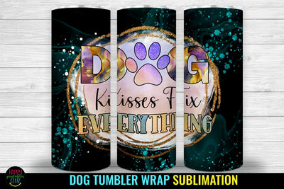Dog Kisses I Dog Tumbler Sublimation I Dog Tumbler Wrap PNG Sublimation Happy Printables Club 