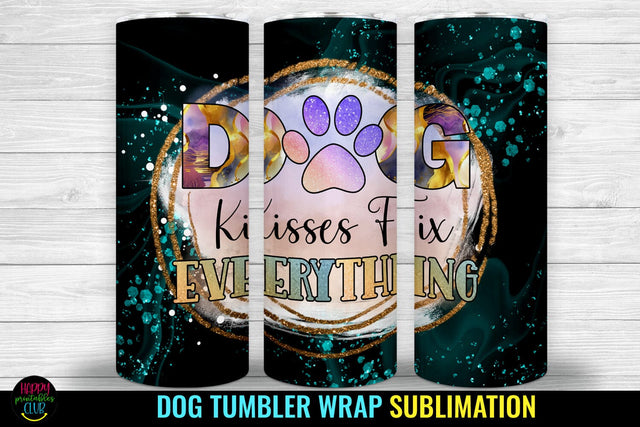 Dog Kisses I Dog Tumbler Sublimation I Dog Tumbler Wrap PNG Sublimation Happy Printables Club 