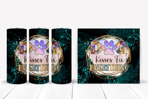 Dog Kisses I Dog Tumbler Sublimation I Dog Tumbler Wrap PNG Sublimation Happy Printables Club 