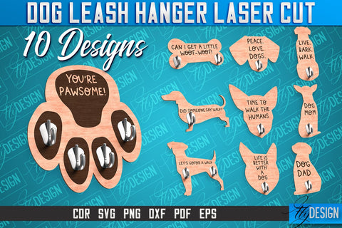 Dog Leash Hanger Laser Cut SVG | Laser Cut File | CNC Files SVG Fly Design 