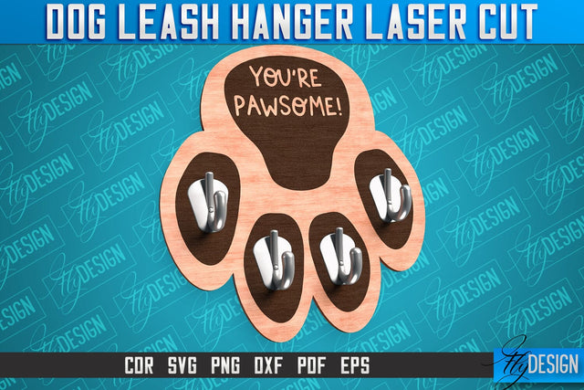 Dog Leash Hanger Laser Cut SVG | Laser Cut File | CNC Files SVG Fly Design 