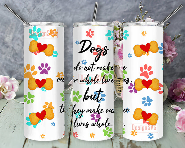 Dog Lover Tumbler Template, Dog Paw Colofull 20oz Skinny Tumbler, Valentines Day Gift, Dog Bones Tumbler Png, Dog Sublimation Design, Digital Design Sublimation DesignSVG 