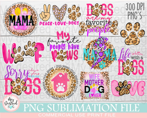 Dog Mama Bundle PNG, Digital Png File for Sublimation, Foster Mama Leopard, Dog Mom Life, Animal Lover PNG, Design Digital Download PNG Sublimation MyDesiredSVG 