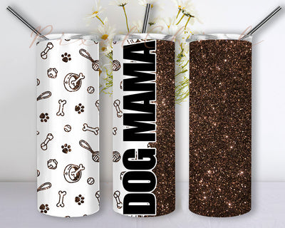 Dog Mama Tumbler, Glitter Mama Png Sublimation 20oz Seamless Skinny, Tapered & Straight Tumbler Sublimation, Full Tumbler Wrap, Digital Download Sublimation PixelChick 