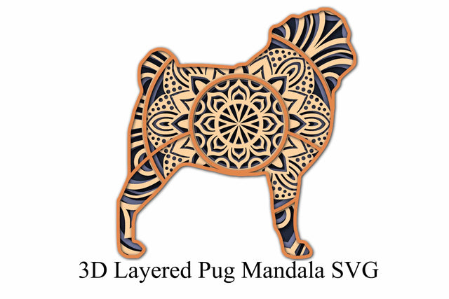 Dog Mandala SVG - Layered Pug Mandala - 4 Layers SVG Digital Honeybee 