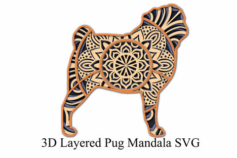 Dog Mandala SVG - Layered Pug Mandala - 4 Layers SVG Digital Honeybee 