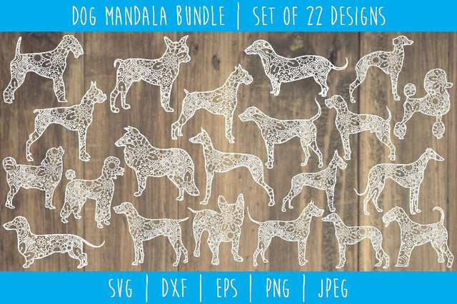 Dog Mandala Zentangle Bundle Set of 22 - SVG SVG SavoringSurprises 