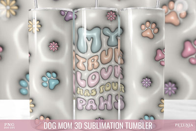 Dog Mom Inflated Tumbler, 3D Sublimation Tumbler Wrap Sublimation Petunia Digital Design 