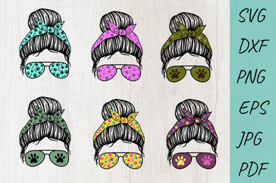 Dog mom life svg, Dog lover svg, Messy Bun, Paws print SVG Irina Ostapenko 
