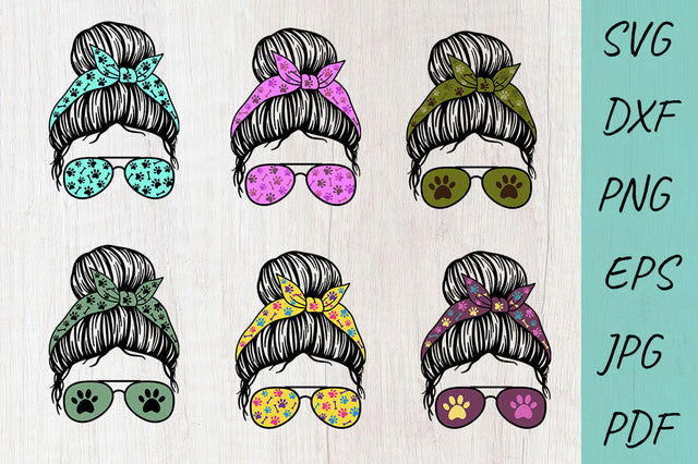 Dog mom life svg, Dog lover svg, Messy Bun, Paws print SVG Irina Ostapenko 