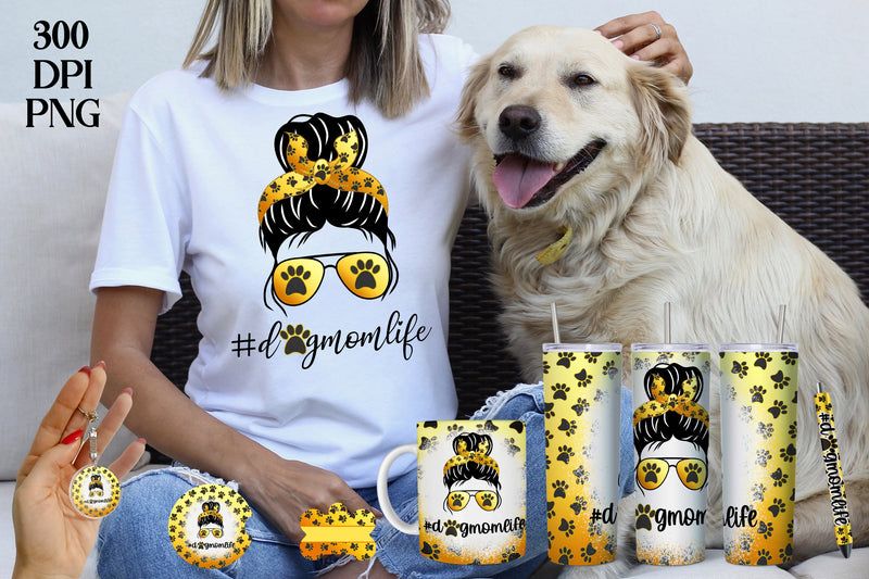 Dog mom PNG | Messy bun sublimation | Pet paws Sublimation Svetana Studio 