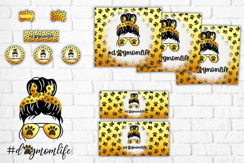 Dog mom PNG | Messy bun sublimation | Pet paws Sublimation Svetana Studio 