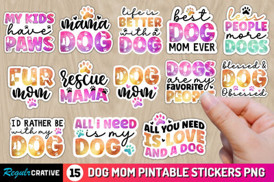 Dog Mom Sticker PNG Bundle Sublimation Regulrcrative 