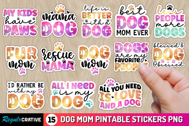 Dog Mom Sticker PNG Bundle Sublimation Regulrcrative 