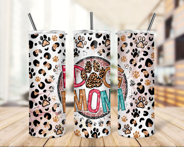 Dog Mom Tumbler Wrap 20oz Skinny Design Sublimation dog mom Tumbler Design Wrap png commercial use Sublimation TrendingDesign 