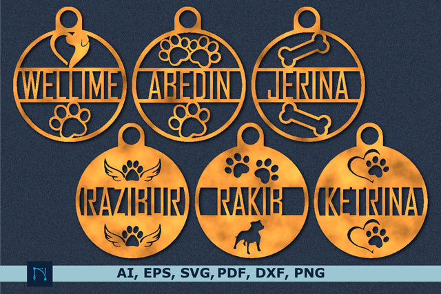 Dog Name Ornament laser cut bundle SVG MD JOYNAL ABDIN 