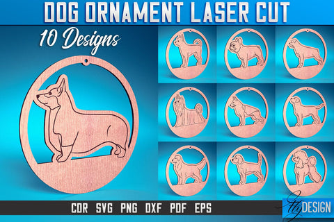 Dog Ornament Laser Cut SVG | Dog Laser Cut SVG Design | CNC Files SVG Fly Design 