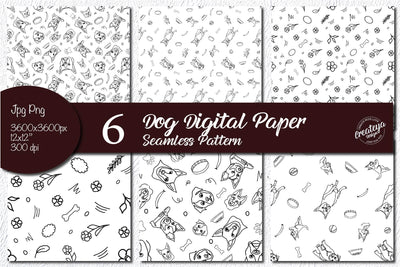 Dog Pattern, Dog digital papers, Seamless pattern, Square pattern design PNG SVG Createya Design 