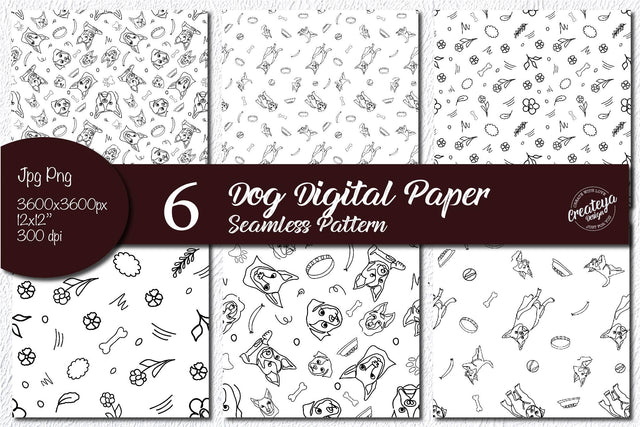 Dog Pattern, Dog digital papers, Seamless pattern, Square pattern design PNG SVG Createya Design 