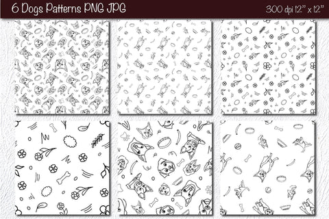 Dog Pattern, Dog digital papers, Seamless pattern, Square pattern design PNG SVG Createya Design 