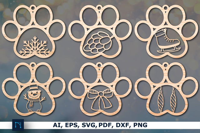 Dog Paw Christmas Decoration Ornament SVG MD JOYNAL ABDIN 